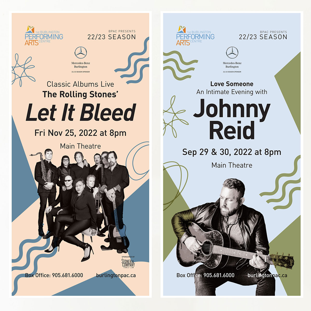 Let it Bleed and Johnny Reid posters placed on the building&rsquo;s exterior