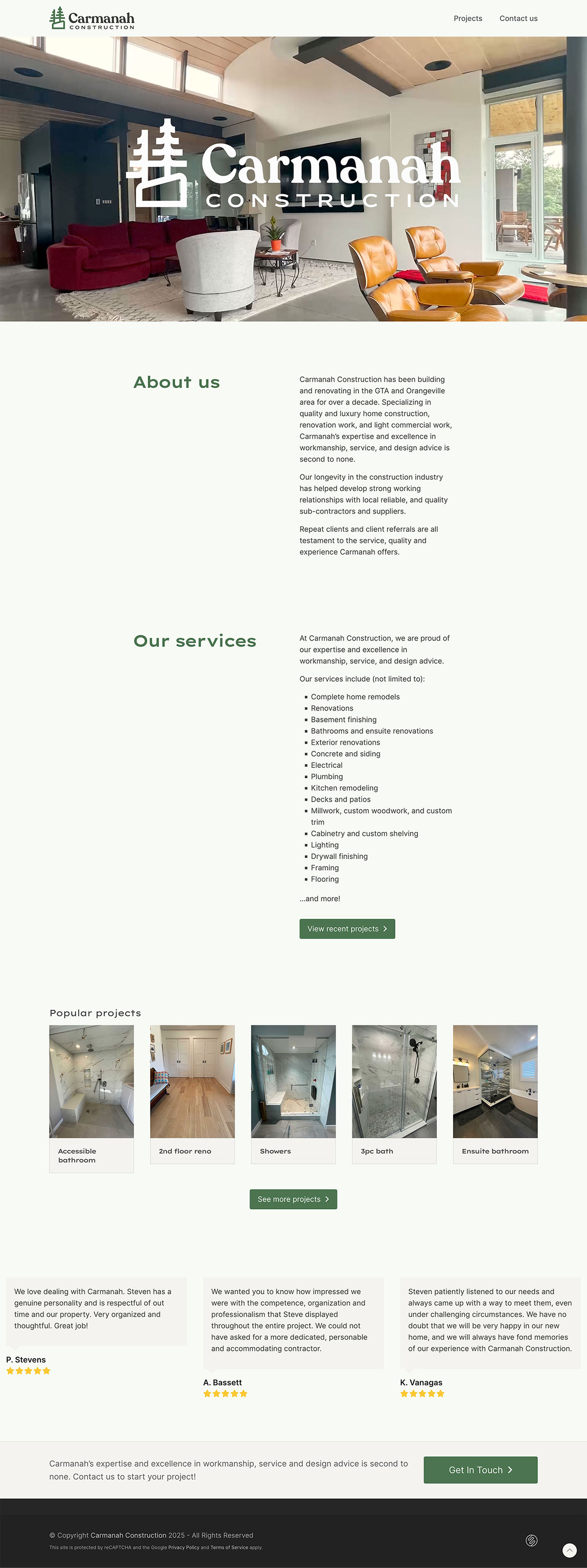Carmanah Construction homepage