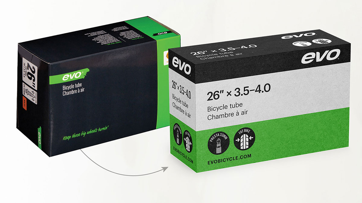 Packaging before and after my redesign