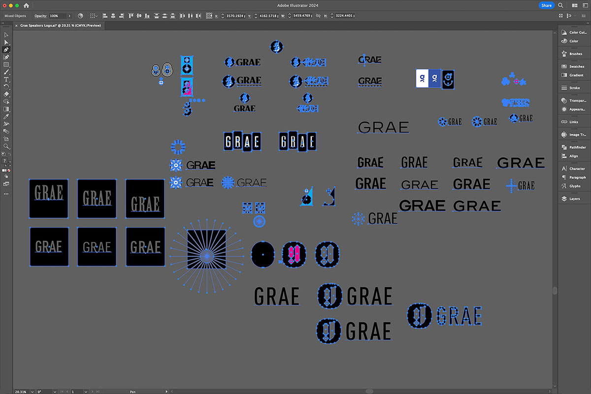 Logo design canvas in Illustrator