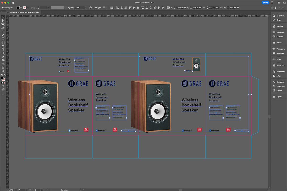 Box packaging design in Illustrator