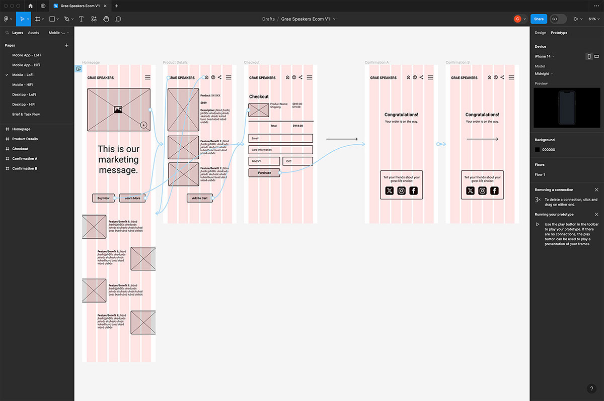 LoFi Mobile web layouts in Figma