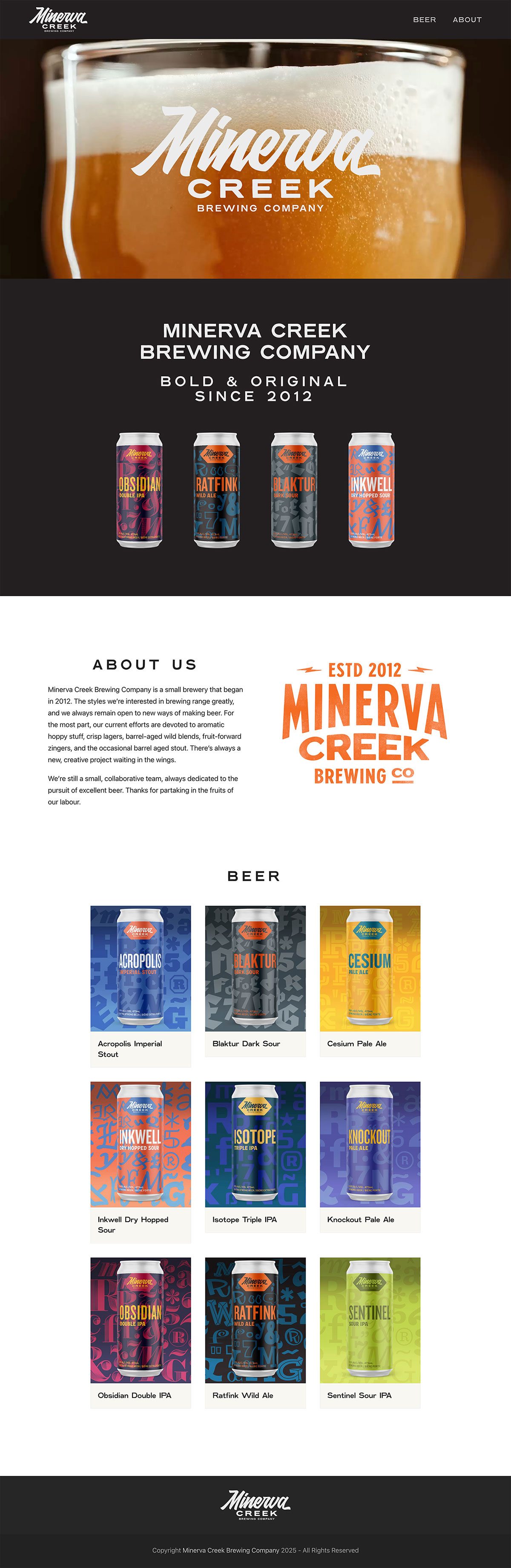 Minerva Creek Brewing Co homepage