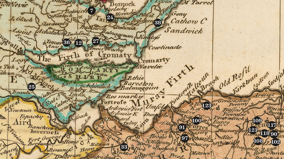 Detail of the Whisky Distilleries Map of Scotland