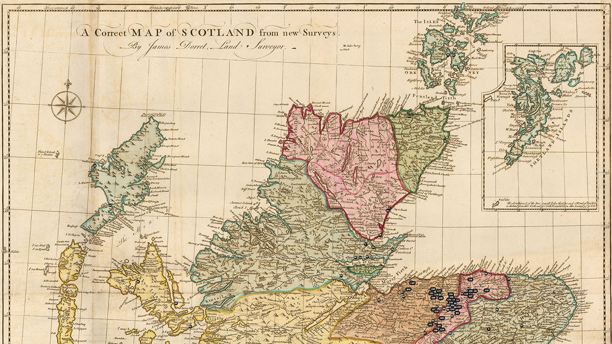 Detail of the Whisky Distilleries Map of Scotland
